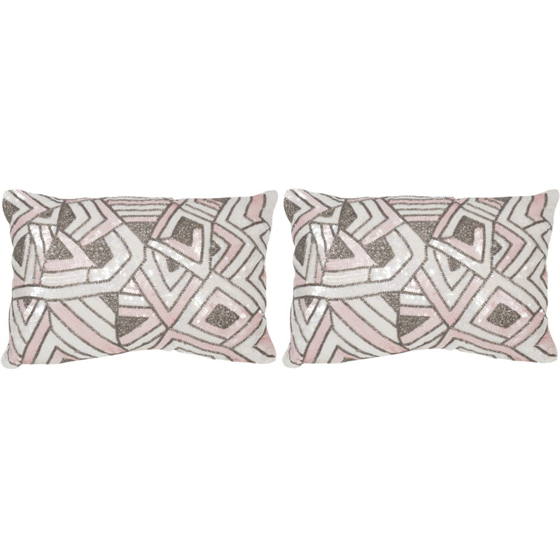 Pale Pink Sequined Art Deco Throw Pillow Set