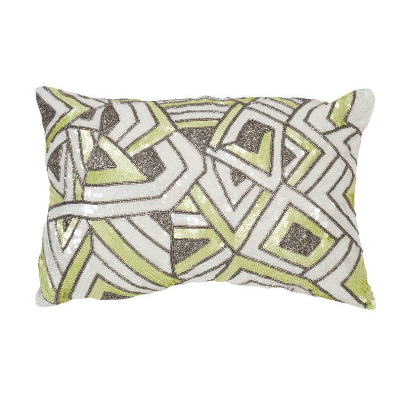 Macaron Green Sequined Geometric Throw Pillow Set