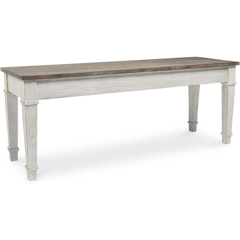 Skempton Two-Tone Transitional Storage Bench, 48" White & Light Brown