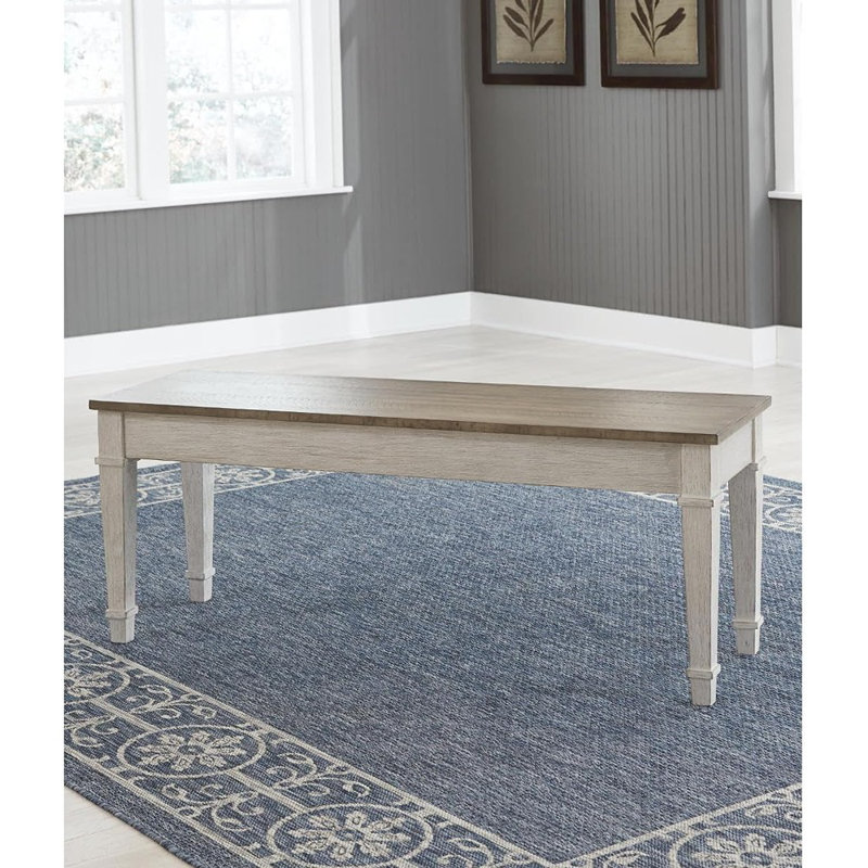 Skempton Two-Tone Transitional Storage Bench, 48" White & Light Brown