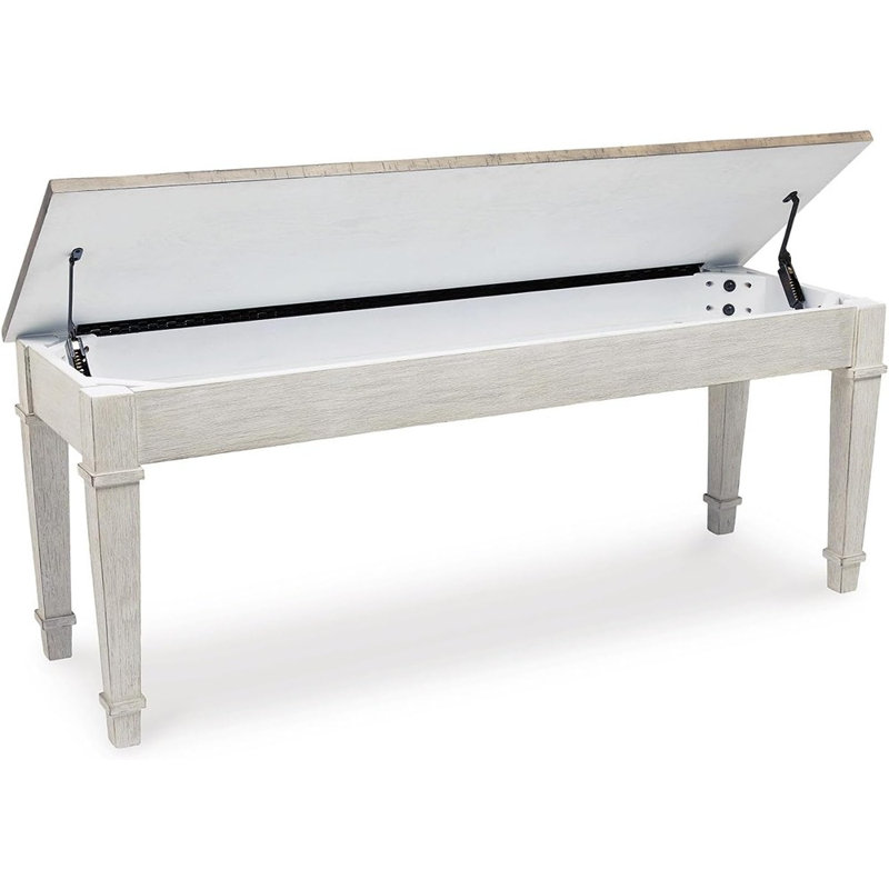 Skempton Two-Tone Transitional Storage Bench, 48" White & Light Brown