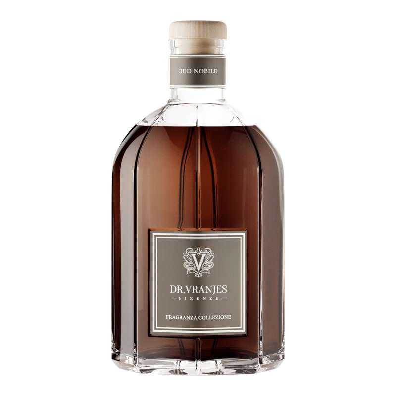 Clear Florentine-Style Glass Reed Diffuser with Woody Fragrance