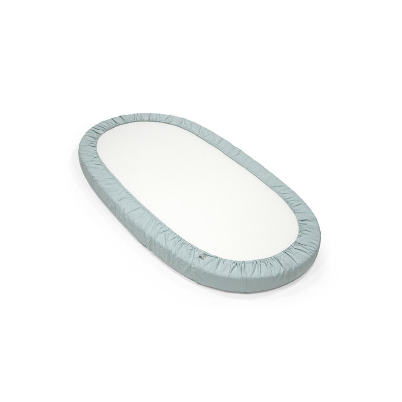 Sage Dots Cotton Percale Oval Crib Fitted Sheet
