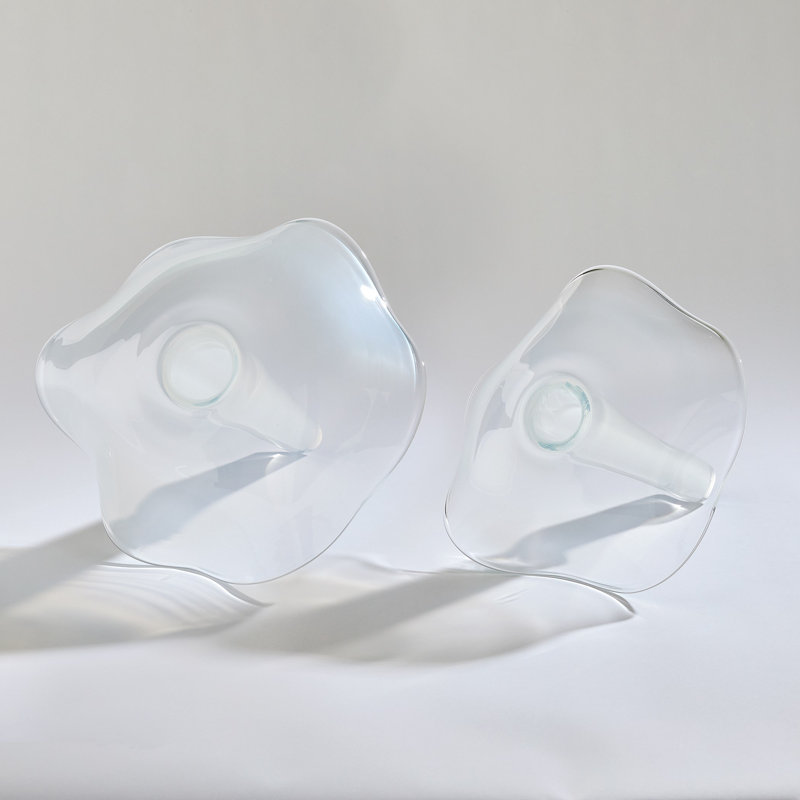 Small White Hand-Blown Glass Table Vase