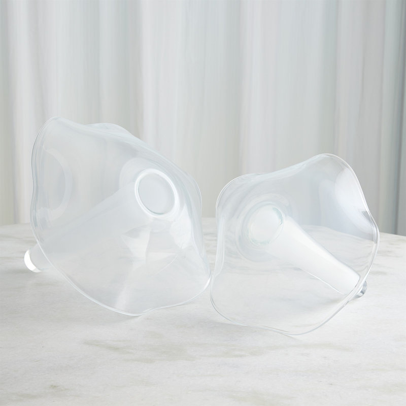 Small White Hand-Blown Glass Table Vase