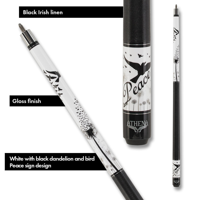 Athena White and Black Maple Wood Pool Cue, 20oz