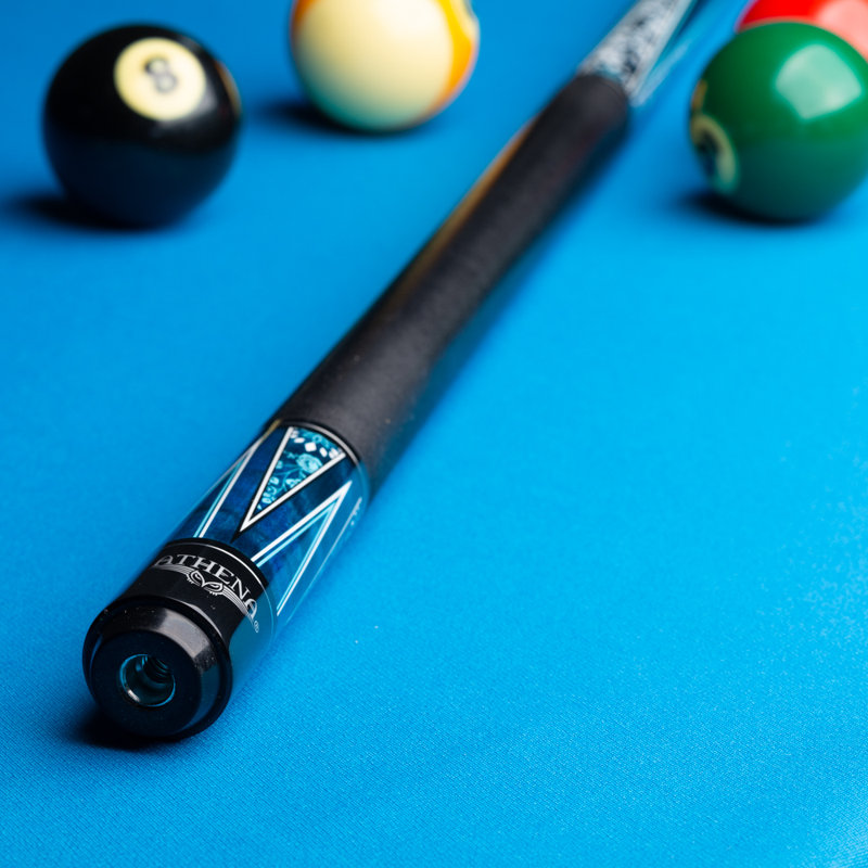 Athena 18oz Blue Stained Maple Pool Cue with White Roses