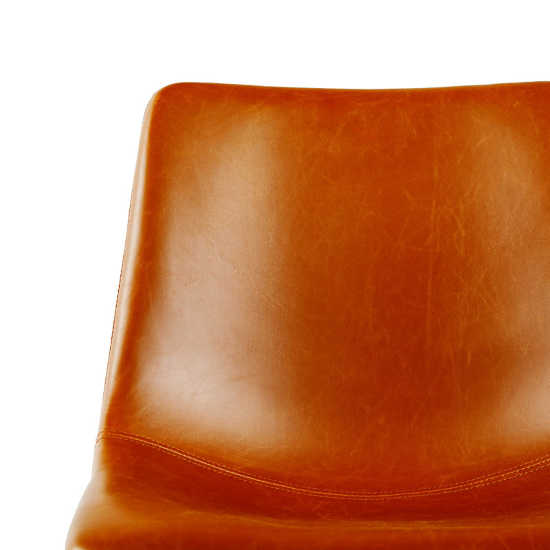 Whiskey Brown Faux Leather Upholstered Side Chair with Metal Legs