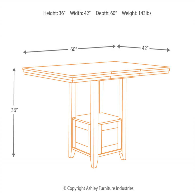 Ralene 42" Brown Reclaimed Wood Extendable Counter Height Table