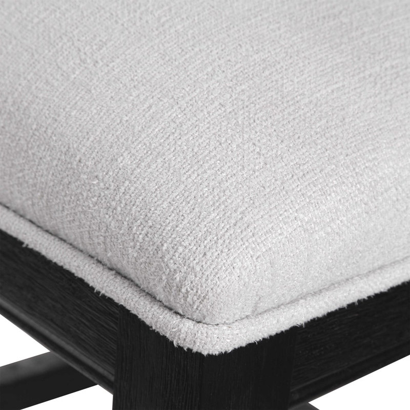Charcoal Black Wood Counter Stool with White Cushion