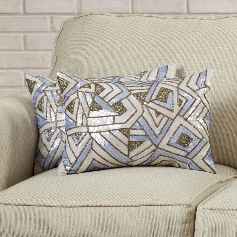 Lilac Haze Sequin Geometric Rectangular Throw Pillows Set