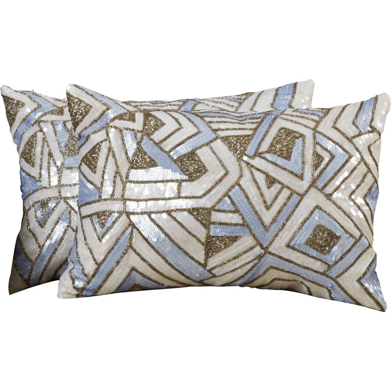 Lilac Haze Sequin Geometric Rectangular Throw Pillows Set