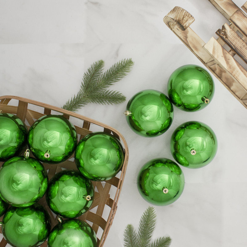 12-Piece Green Shatterproof Plastic Christmas Ball Ornaments Set