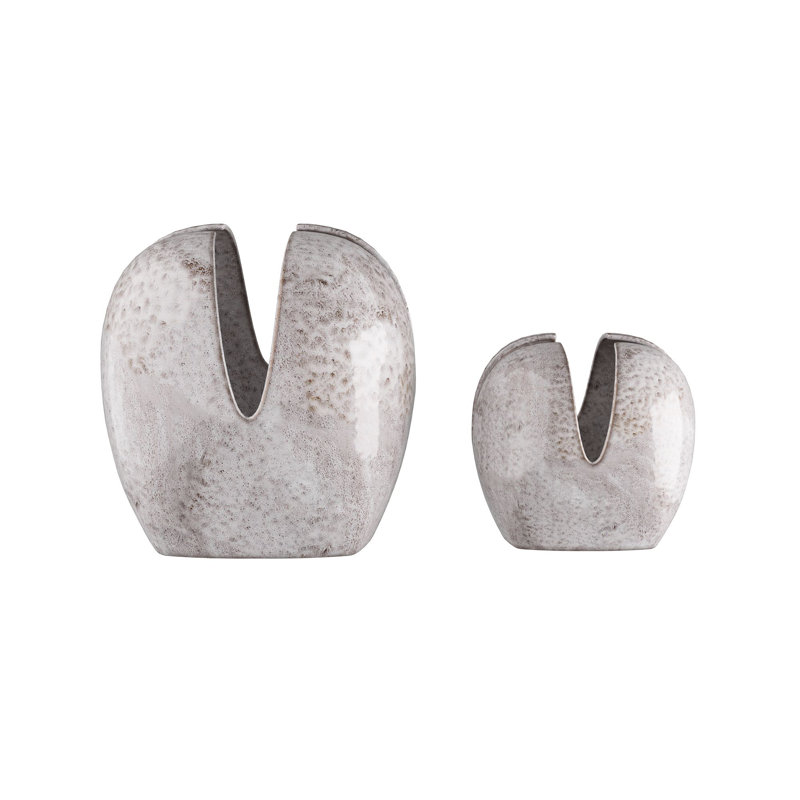 Harbor Gray Porcelain Origami Basket Vases, Set of 2