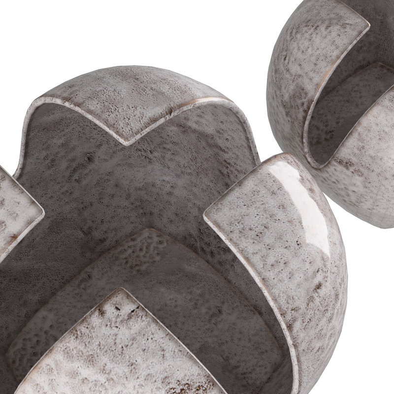 Harbor Gray Porcelain Origami Basket Vases, Set of 2