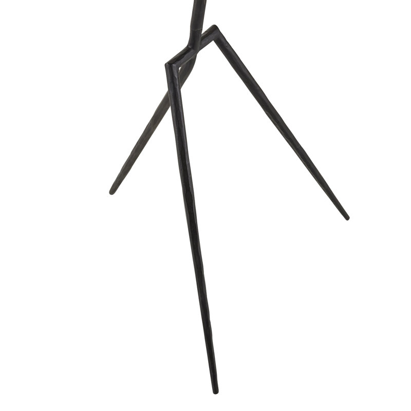 Black Iron and Brass Tripod Floor Lamp