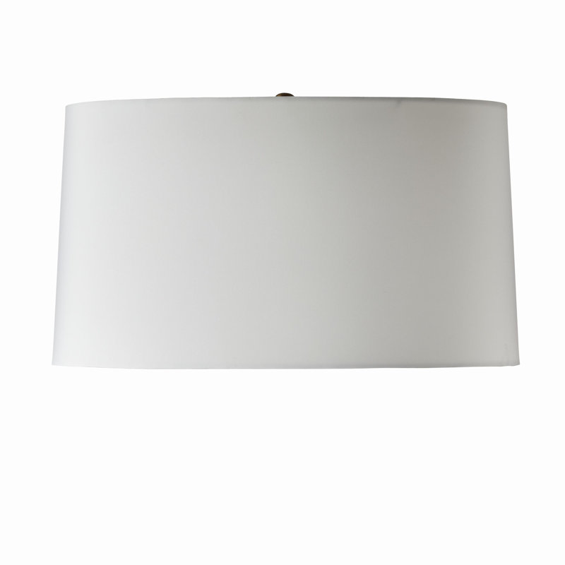 Navy Optic Glass Table Lamp with Brass Base and White Shade