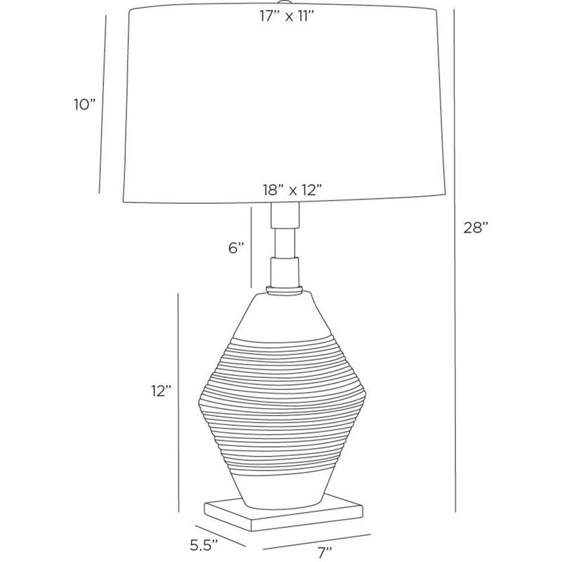 Navy Optic Glass Table Lamp with Brass Base and White Shade