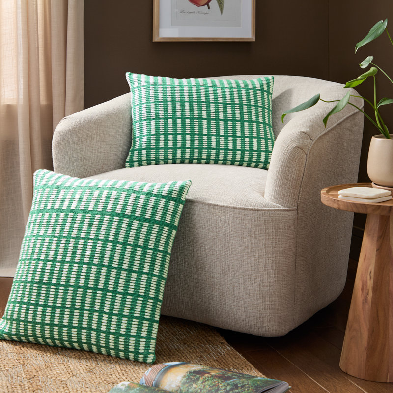Green and Ivory Geometric Indoor/Outdoor Decorative Pillow 20"x20"