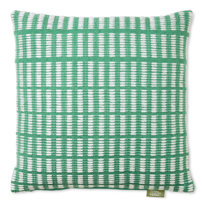 Green and Ivory Geometric Indoor/Outdoor Decorative Pillow 20"x20"
