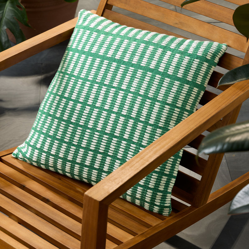 Green and Ivory Geometric Indoor/Outdoor Decorative Pillow 20"x20"