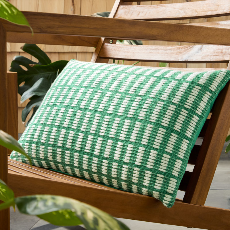 Green and Ivory Geometric Indoor/Outdoor Decorative Pillow 20"x20"