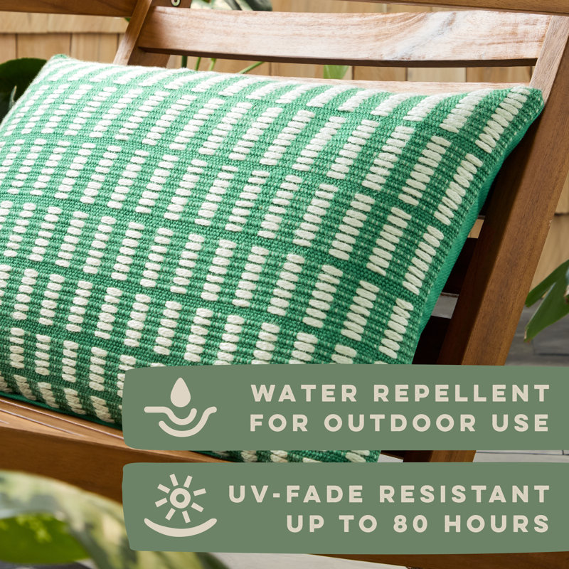 Green and Ivory Geometric Indoor/Outdoor Decorative Pillow 20"x20"