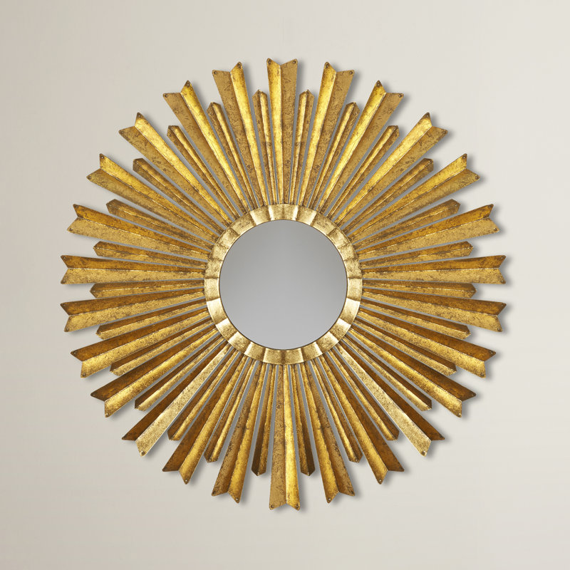 33'' Gold Sunburst Hand-Forged Iron Decorative Wall Mirror