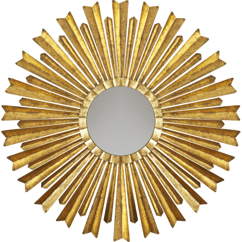 33'' Gold Sunburst Hand-Forged Iron Decorative Wall Mirror