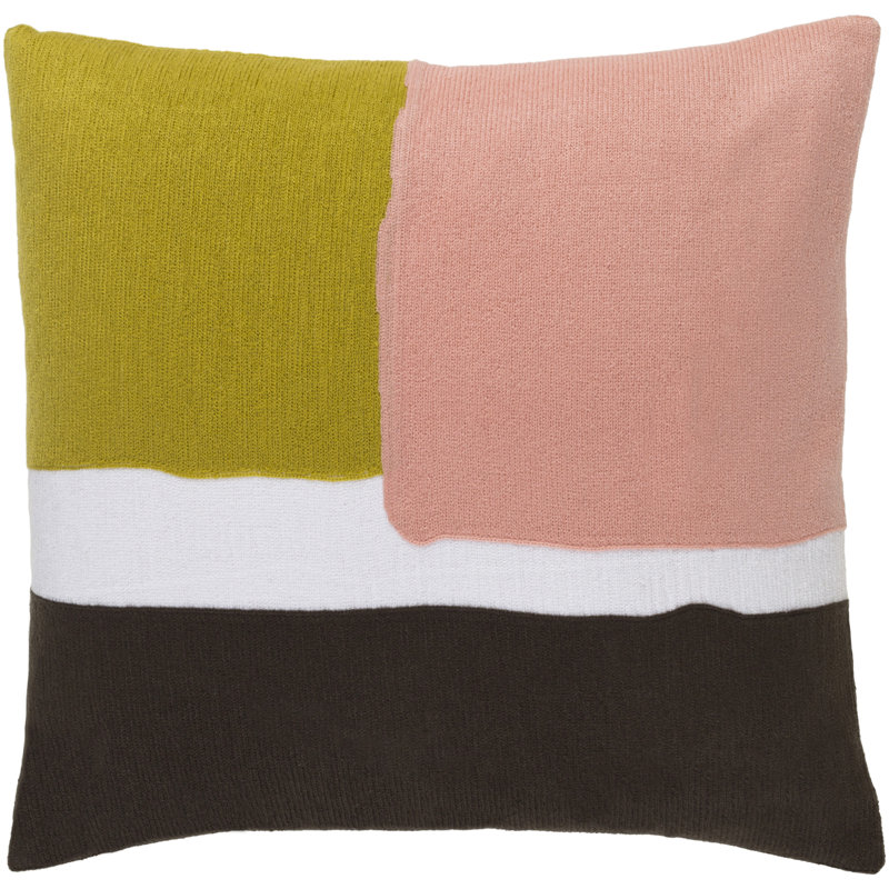 Teal and Lime Cotton Embroidered Square Pillow Cover