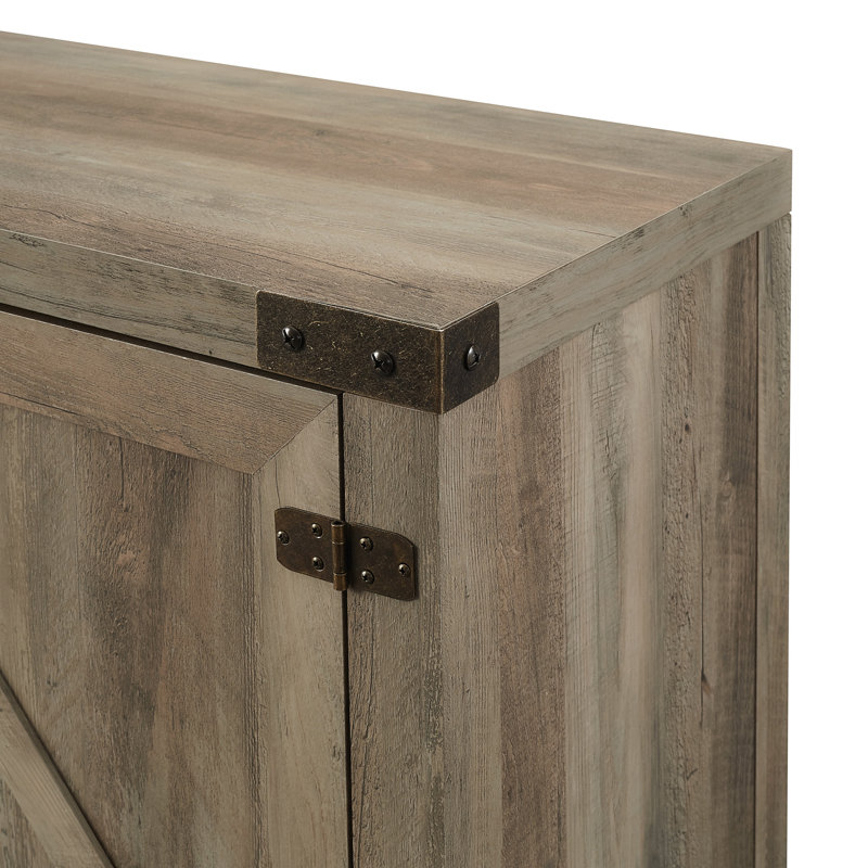 Gray Wash 70" Farmhouse Barn Door TV Stand with Shelves