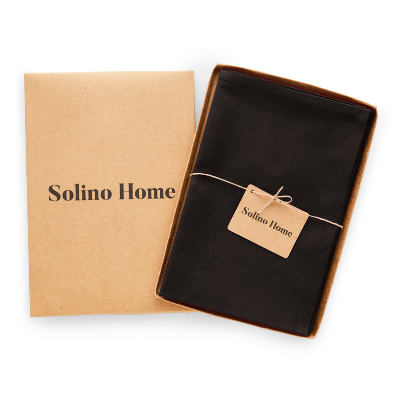 Black Cotton Linen Hemstitch Dinner Napkins Set of 4