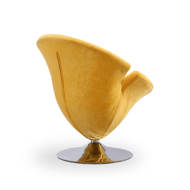 Blossom-Inspired Yellow Velvet Swivel Barrel Chair