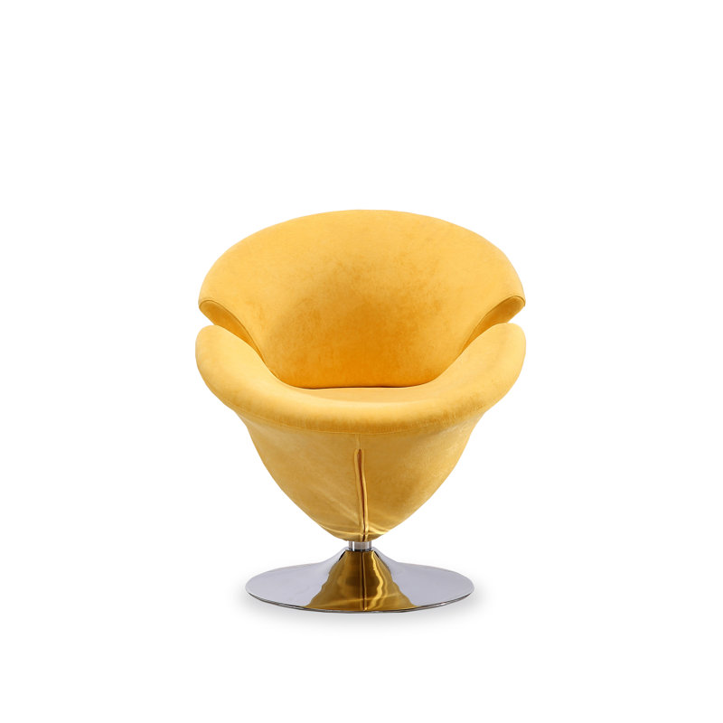Blossom-Inspired Yellow Velvet Swivel Barrel Chair