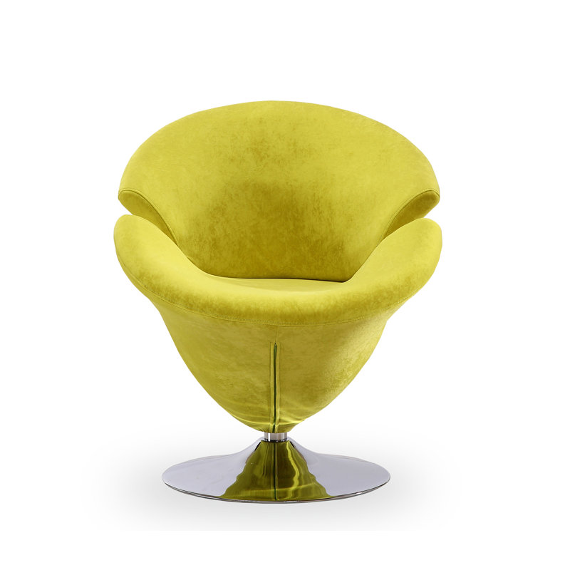 White Velvet Swivel Barrel Chair with Metal Base