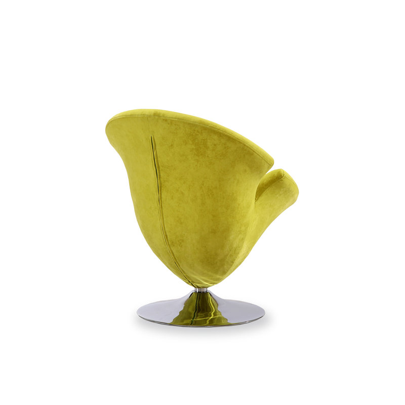 White Velvet Swivel Barrel Chair with Metal Base