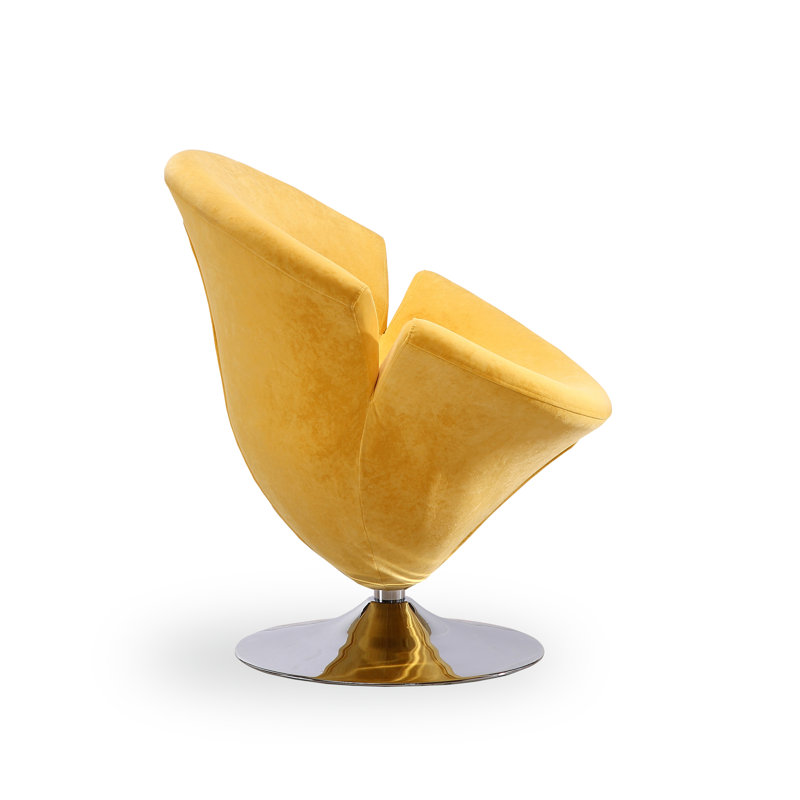 Blossom-Inspired Yellow Velvet Swivel Barrel Chair