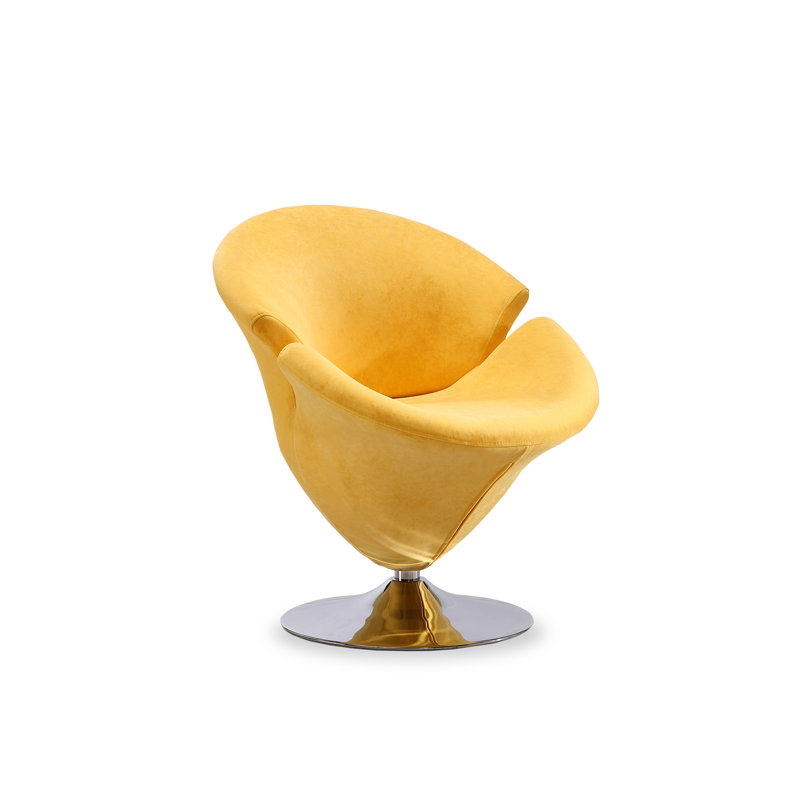 Blossom-Inspired Yellow Velvet Swivel Barrel Chair
