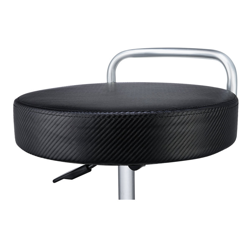 Adjustable Height Black Metal Swivel Laboratory Stool with Wheels