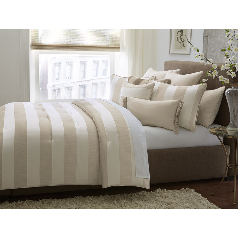 Queen Beige Reversible Contemporary Comforter Set