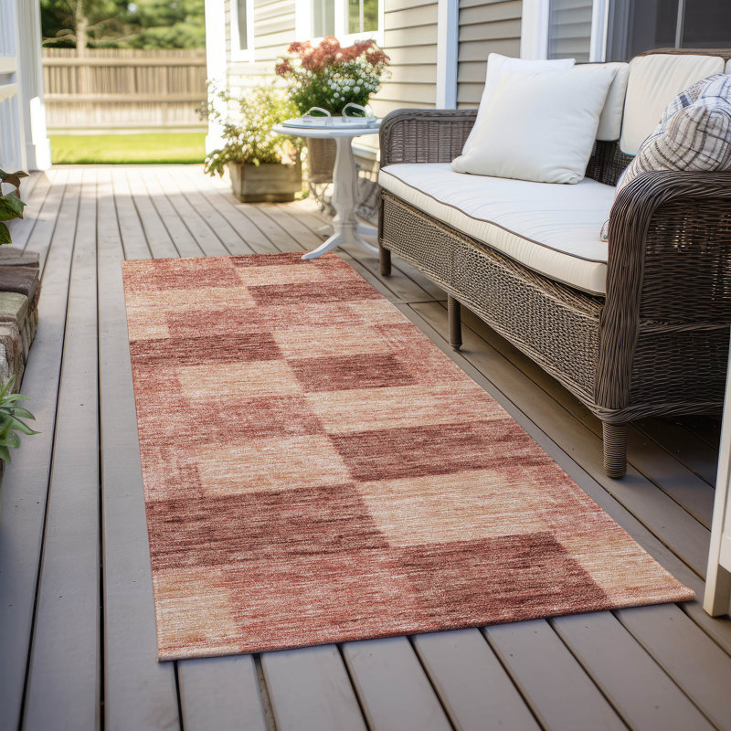 Paprika Synthetic Flat Woven Rectangular Washable Rug 20" x 30"
