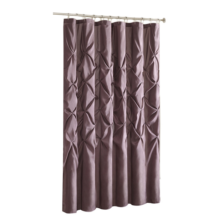 Plum Tufted Semi-Sheer Polyester Shower Curtain