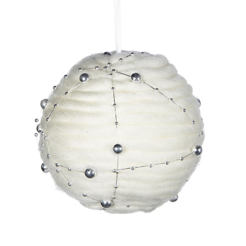 Set of 12 Ribbed White and Clear Plastic Hanging Ornaments