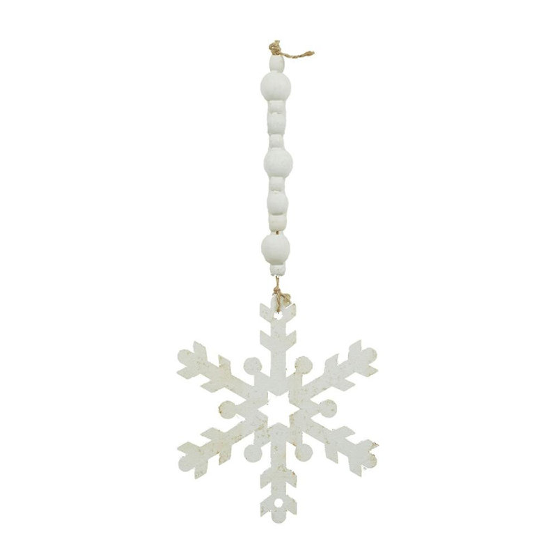 Set of 12 Clear Beaded Wood Snowflake Ornaments