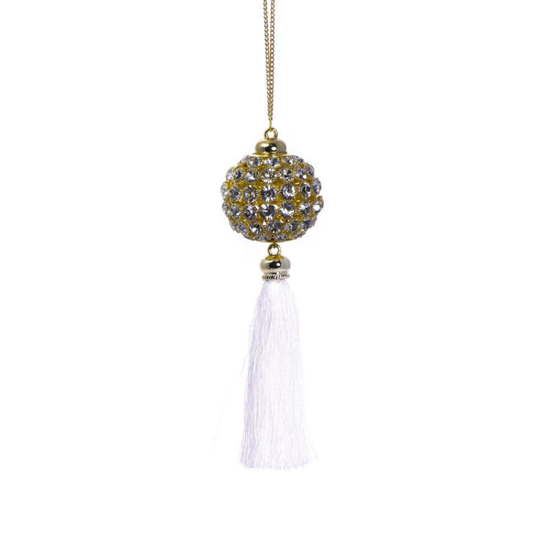 Gold and White Polyester Hanging Ornaments Set of 6