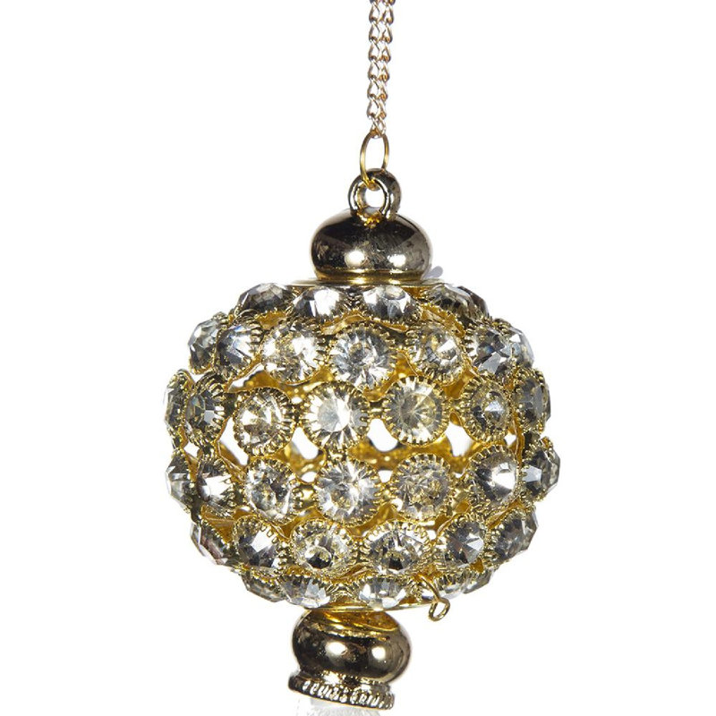 Gold and White Polyester Hanging Ornaments Set of 6