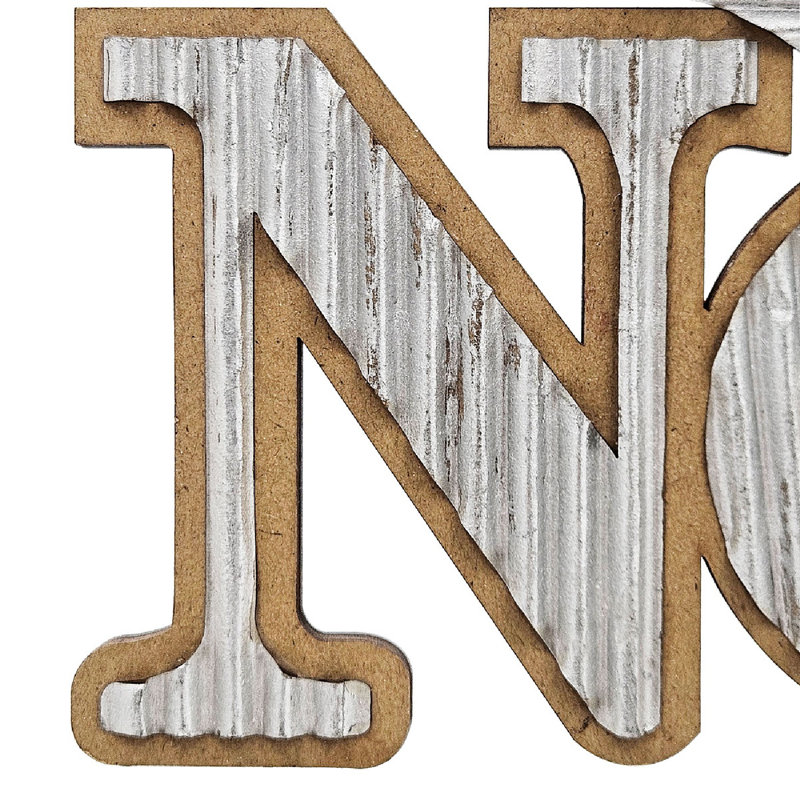 Rustic Silver and Brown Noel Ornaments Set of 6