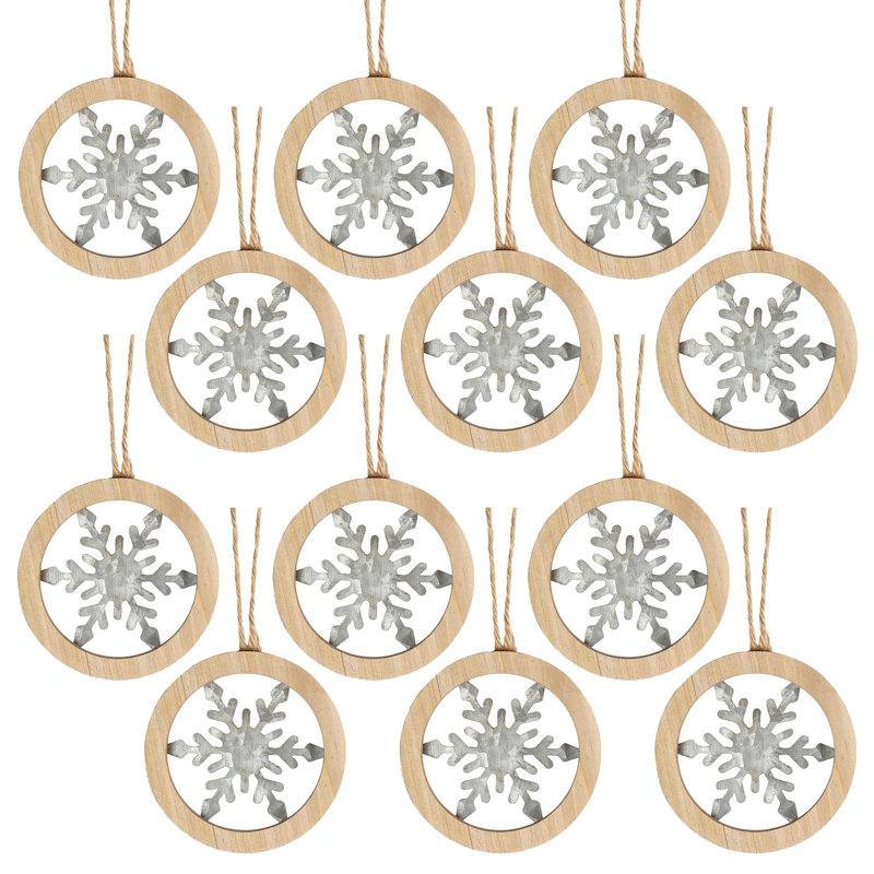 White Iron Snowflake Hanging Ornaments Set of 12