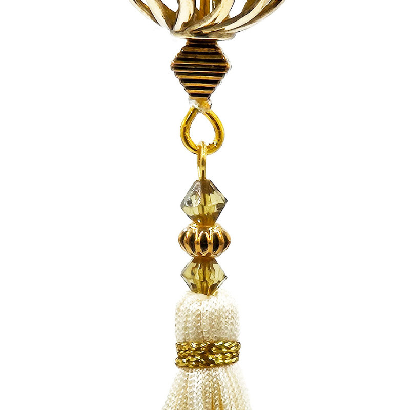 8.7" Bronze and Ivory Acrylic Teardrop Tassel Ornaments - Set of 12