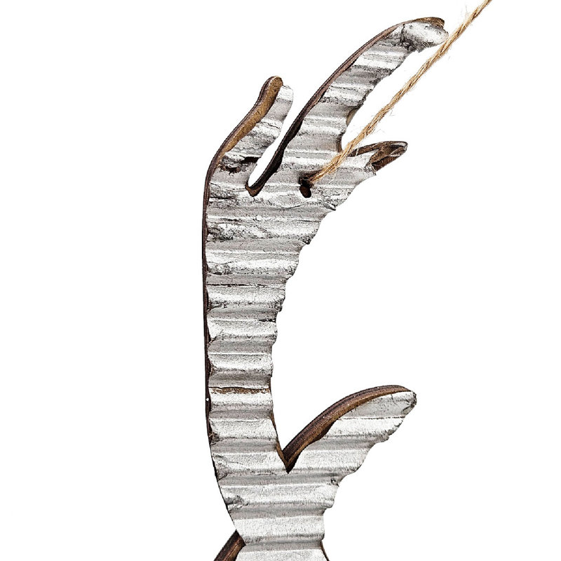 Rustic Silver and Brown Noel Ornaments Set of 6